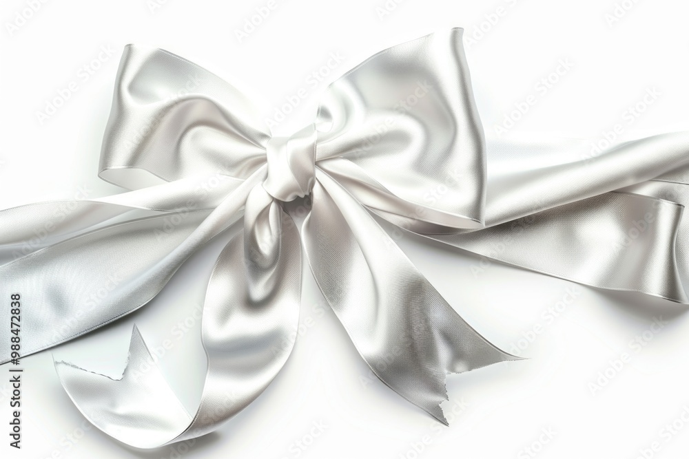 Naklejka premium A simple white bow sitting on a white background