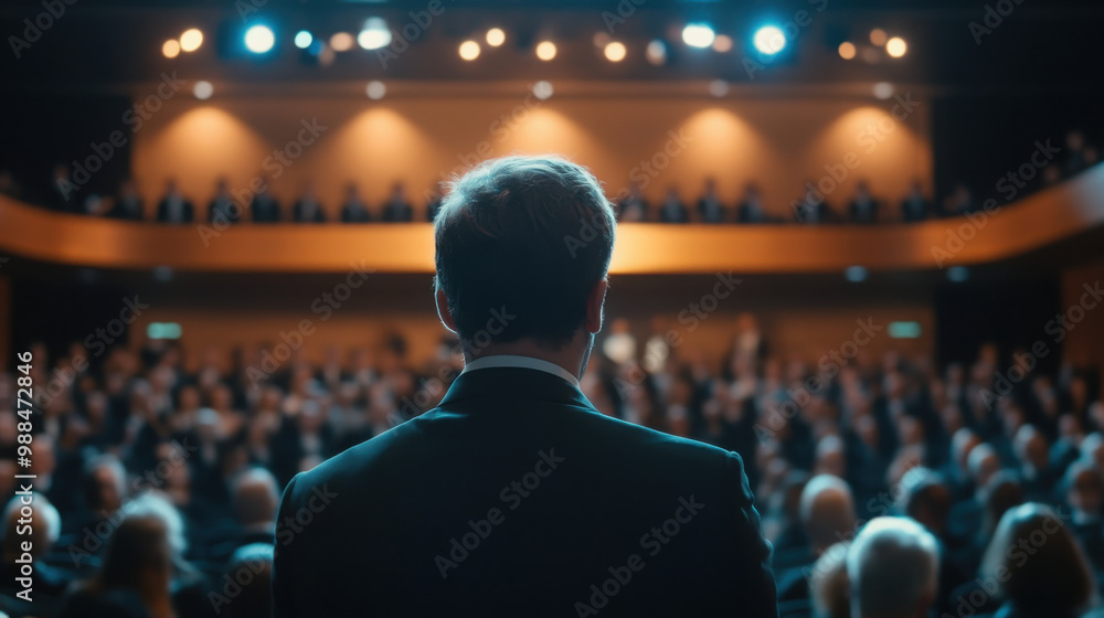 Business conference in conference hall full of audience, Business image Business conference in conference hall full of audience, Business image