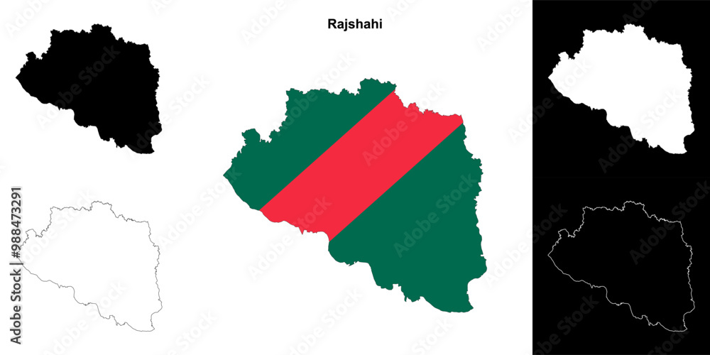 Obraz premium Rajshahi division outline map set