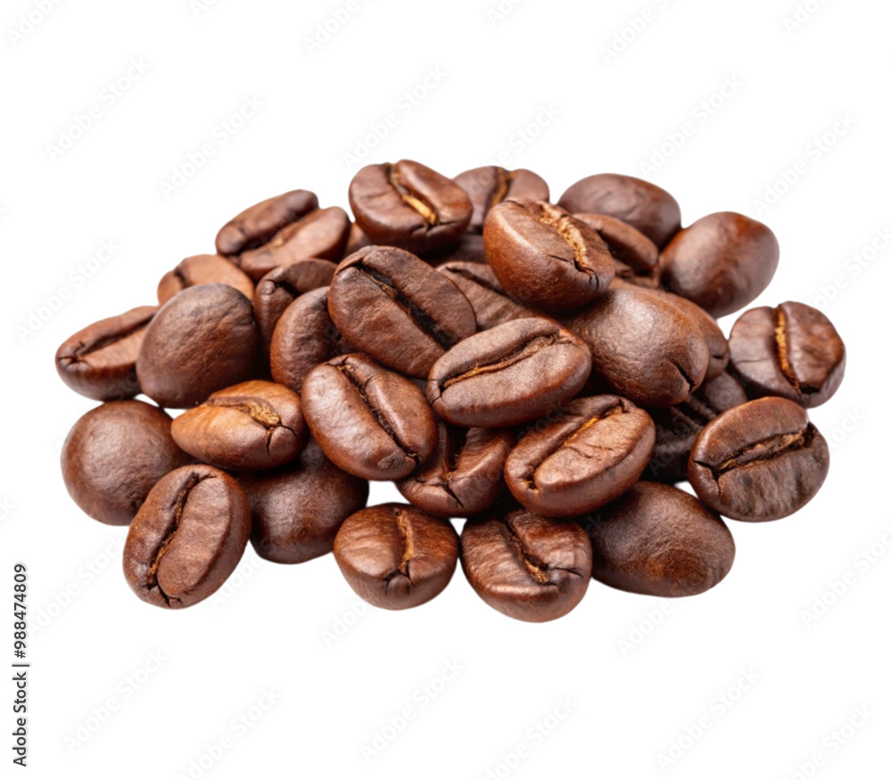 Naklejka premium Pile of roasted coffee beans forming a small mound