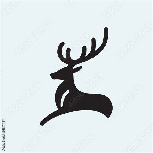 deer logo black icon, cartoon deer animal on a plain white background vector logo photo