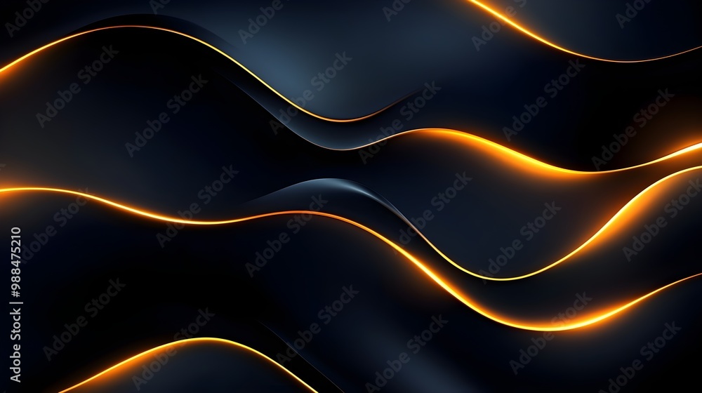 Fototapeta premium Abstract Dark Background with Glowing Orange Lines