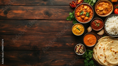 Wallpaper Mural Indian food on wooden background with copy space. Torontodigital.ca
