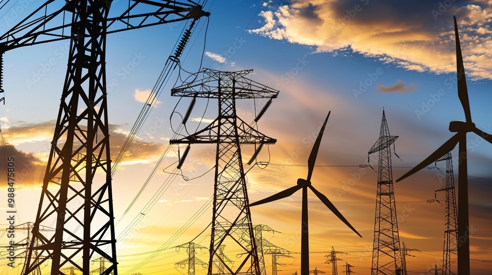 Wind power plant and technology. Smart grid. Renewable energy. Sustainable resources. Wind power plant and technology. Smart grid. Renewable energy. Sustainable resources.