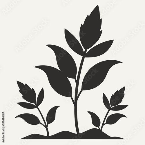 Leaves silhouette of beautiful plants silhouette vector art illustration