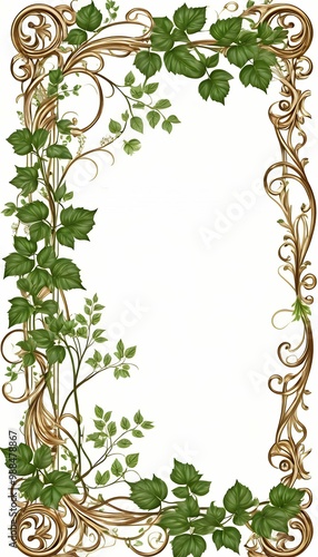 vines fantasy beautiful roots plant pattern element digital design curled frame background e decorated elegant illustration natural frame border floral vintage pattern design decoration abstract art