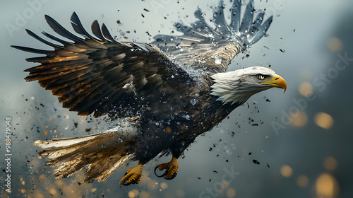 Bald eagle soaring through the sky, capturing the essence of freedom and power. photo