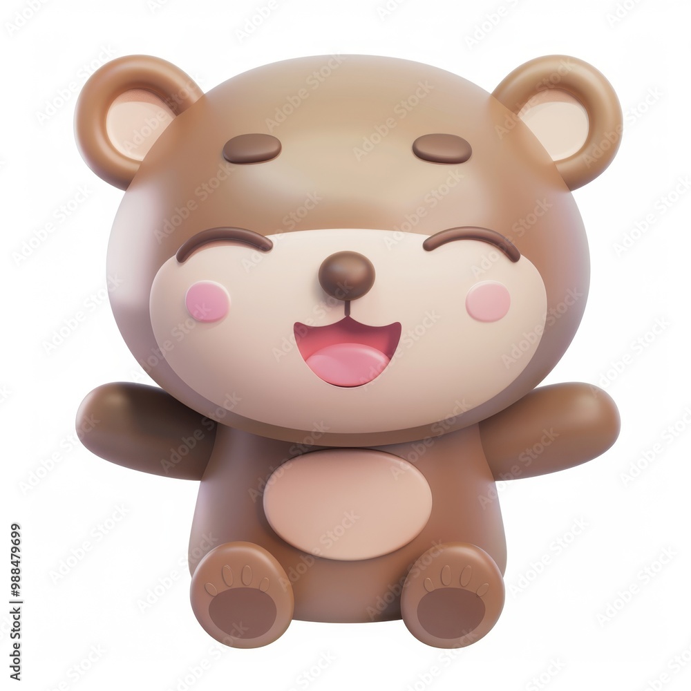 Cute bear In 3d style on white background Cute bear In 3d style on white background