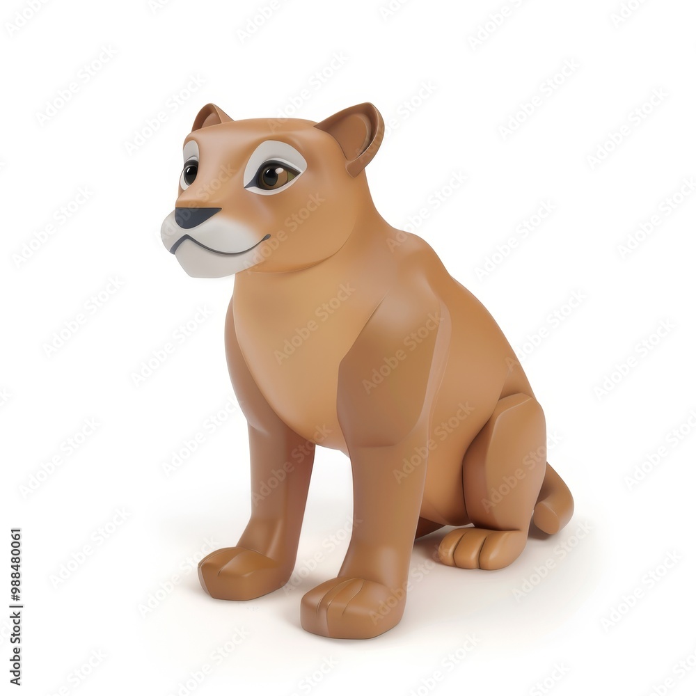 cougar In 3d style on white background cougar In 3d style on white background