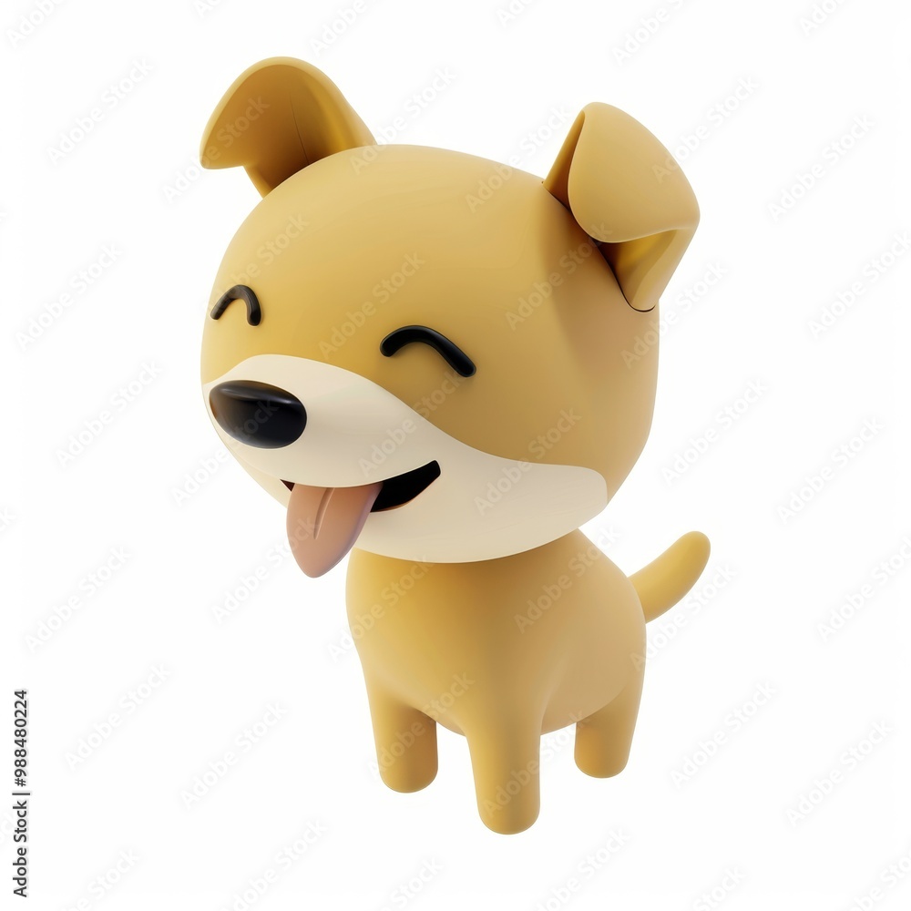 Naklejka premium Dog In 3d style on white background