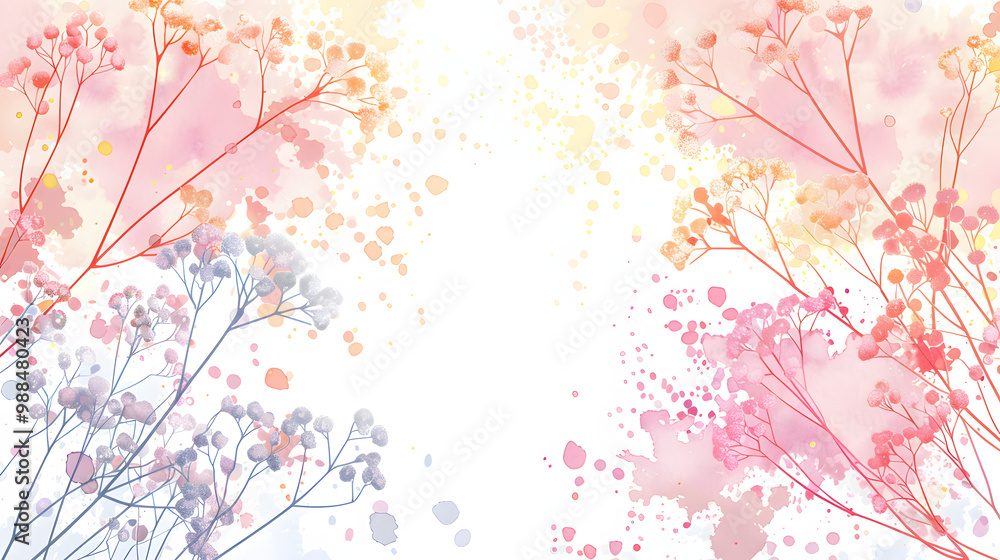 Baby's Breath Frame Background watercolor Baby's Breath Frame Background watercolor