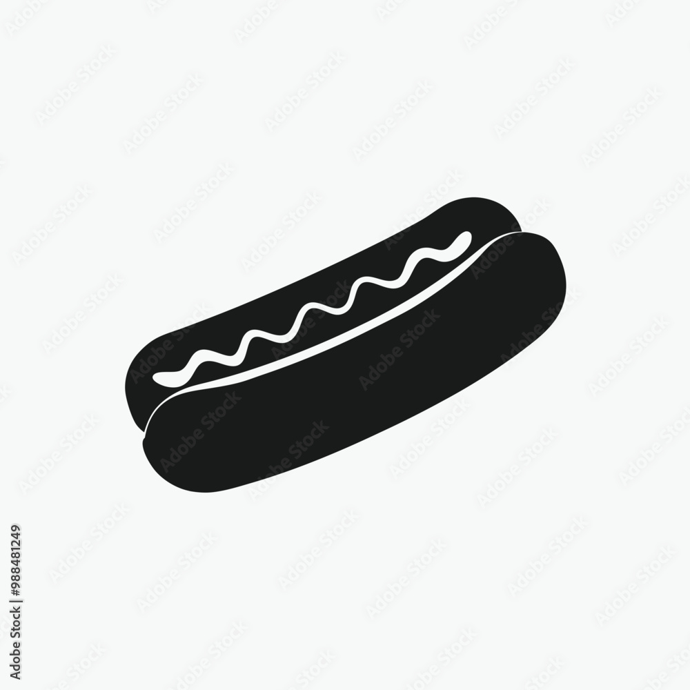 Hotdog with Mustard Glyph Icon – Vector Silhouette Illustration for Fast Food Graphics Hotdog with Mustard Glyph Icon – Vector Silhouette Illustration for Fast Food Graphics