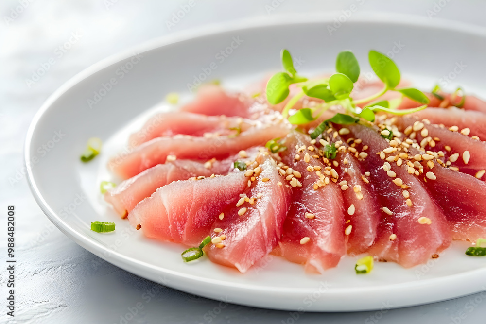 Seared Tuna with Sesame Seeds and Microgreens - Food Photography Seared Tuna with Sesame Seeds and Microgreens - Food Photography