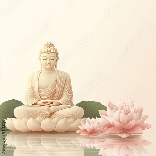 buddha purnima vesak background with copy space for