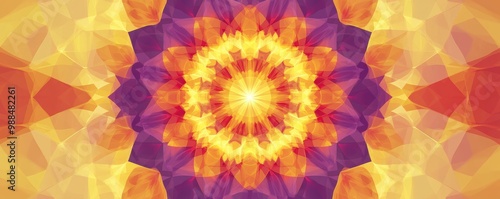 Abstract Geometric Mandala with Warm Colors