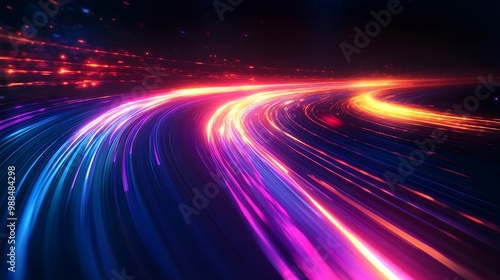 Abstract Neon Lights Speed Lines Background