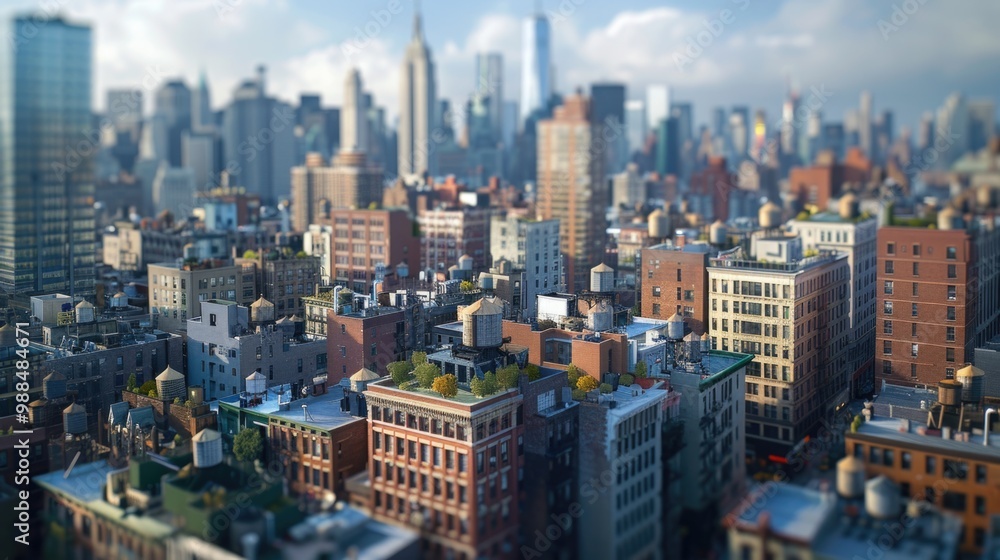Obraz premium Aerial view of urban landscape from high above, suitable for architectural or urban planning projects