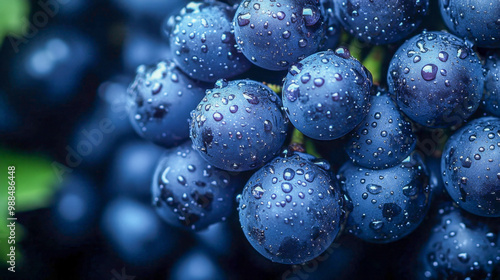 Wallpaper Mural Ripe blue grapes covered in water droplets are ready for harvest Torontodigital.ca
