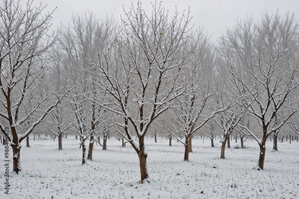A serene winter scene with trees covered in snow, perfect for nature, holiday, or seasonal-themed projects. A serene winter scene with trees covered in snow, perfect for nature, holiday, or seasonal-themed projects.