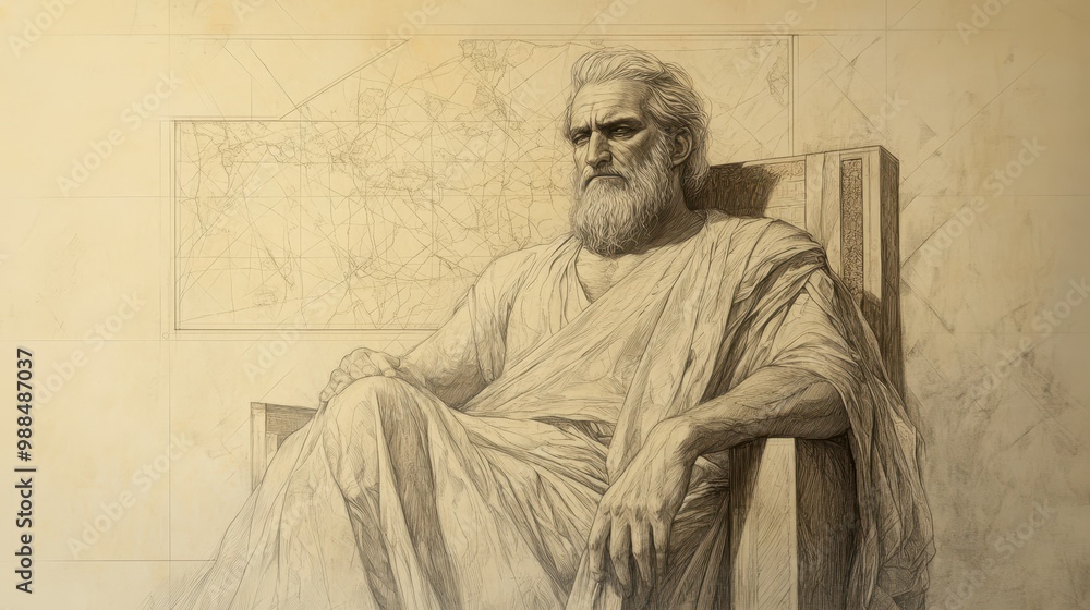 Fototapeta premium Haman’s Malicious Plot: A Scene of Anger and Deceit as He Sits in His Chamber Planning Against the Jews - Biblical Illustration