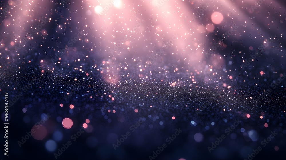 Fototapeta premium Abstract Purple Glitter Background with Bokeh Lights