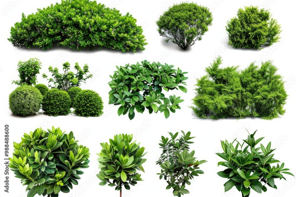 Obraz premium A collection of different types of trees and shrubs, great for landscaping or nature scenes