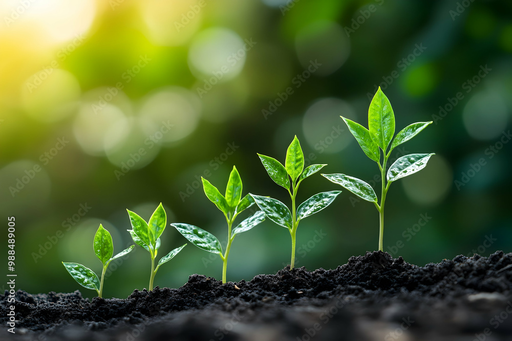 Green Plant Growth on Soil - Illustration Green Plant Growth on Soil - Illustration