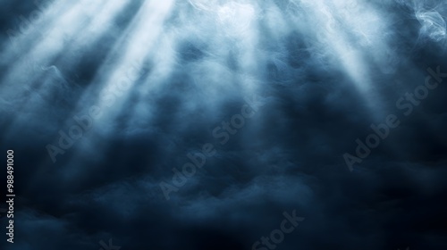 Dramatic Blue Smoke and Light Rays Background