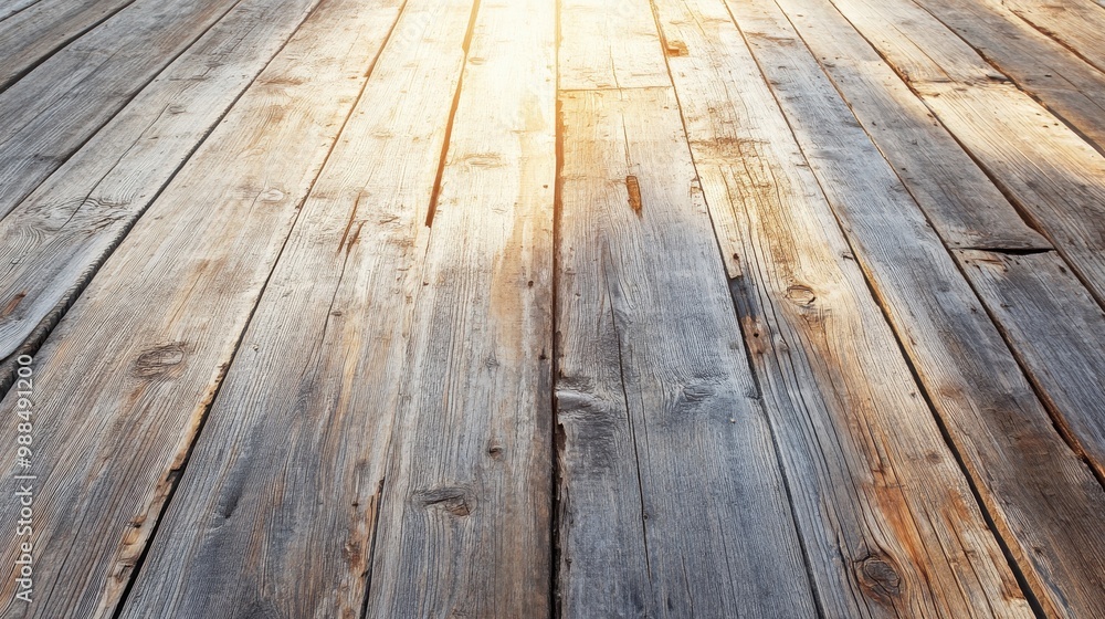 Rustic Wooden Deck with Warm Sunlight Rustic Wooden Deck with Warm Sunlight