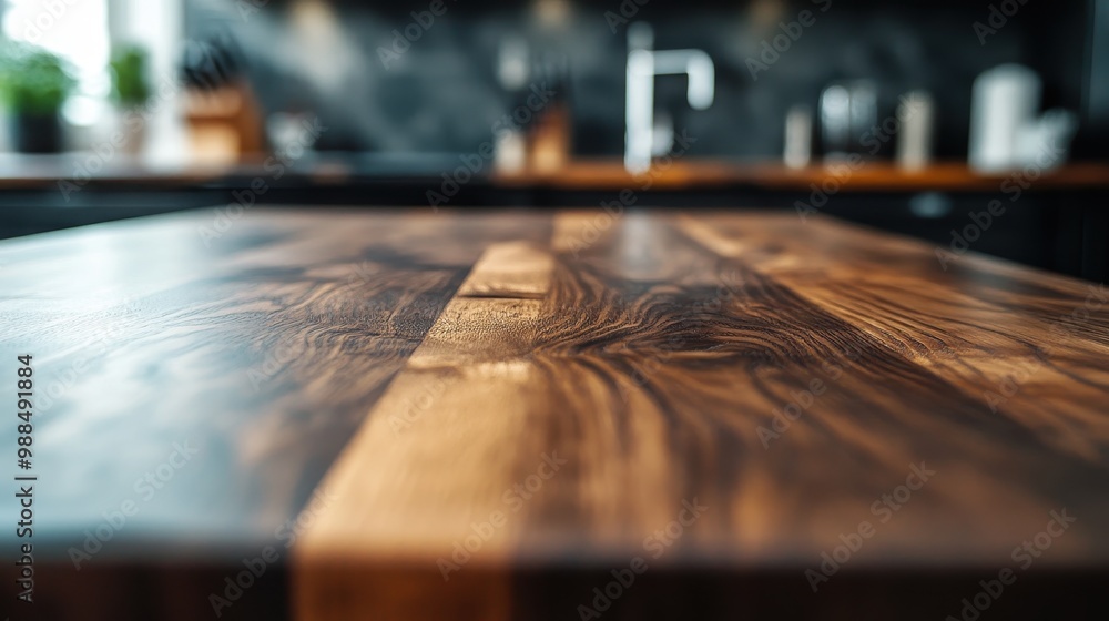 Rustic Wooden Table in Cozy Kitchen Interior Rustic Wooden Table in Cozy Kitchen Interior