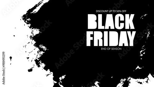 Black Friday Sale. Commercial banner for Black Friday discount shopping promotion and advertising. Brush stroke. Black and white color. Vector illustration.