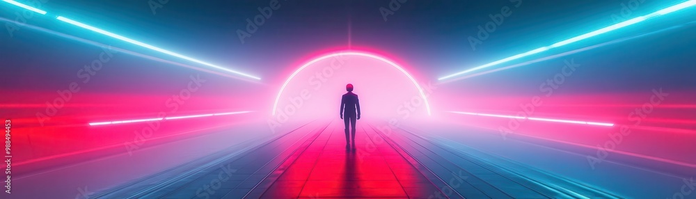 Futuristic subway station with robotic commuters, cyberpunk, neon, digital art Futuristic subway station with robotic commuters, cyberpunk, neon, digital art