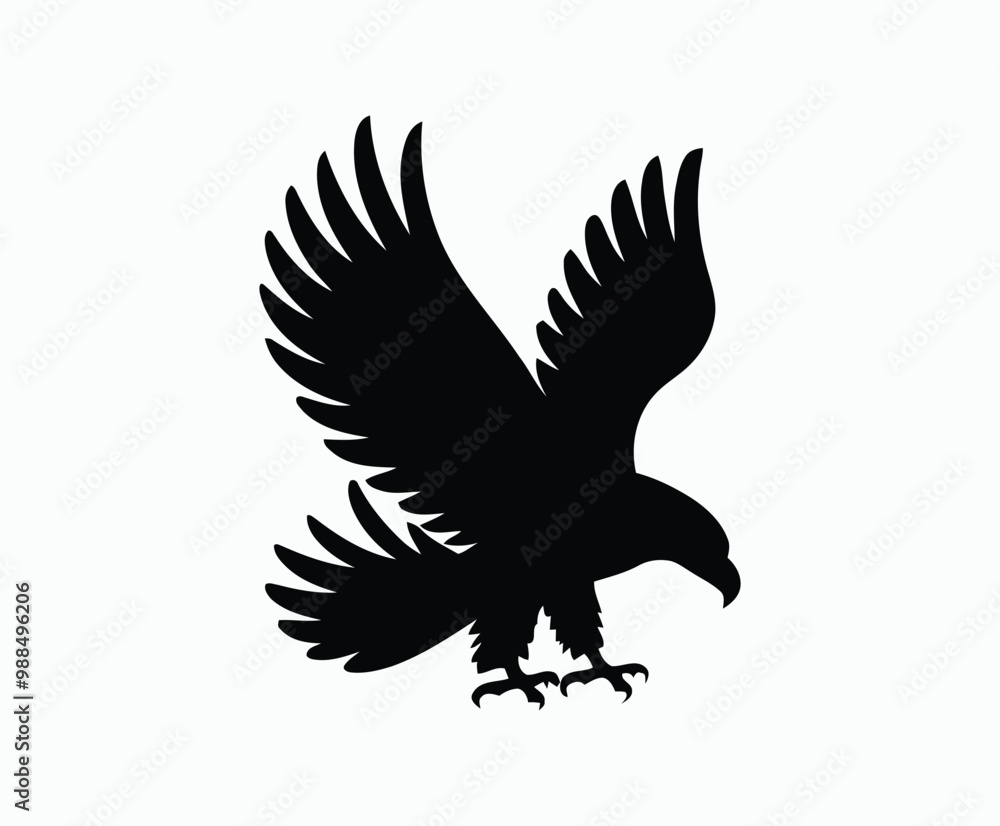 Obraz premium Bald eagle silhouette EPS vector isolated illustration and icon template on a white background