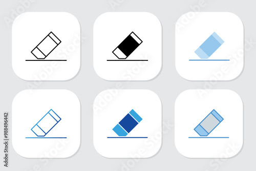 eraser icons with various design styles