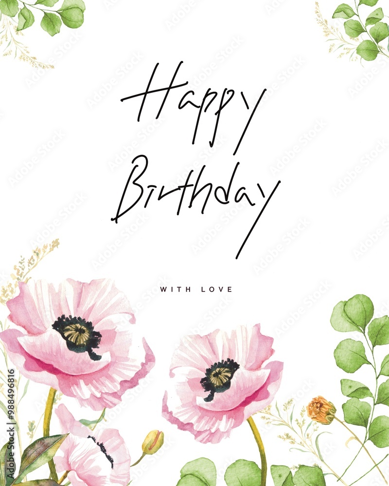 Birthday card with flowers Birthday card with flowers