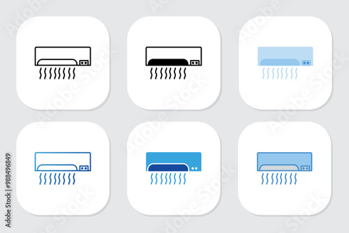 air conditioning icons with various design styles