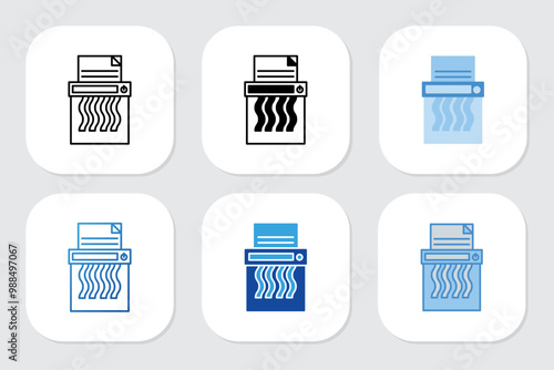 paper shredder icons with various design styles