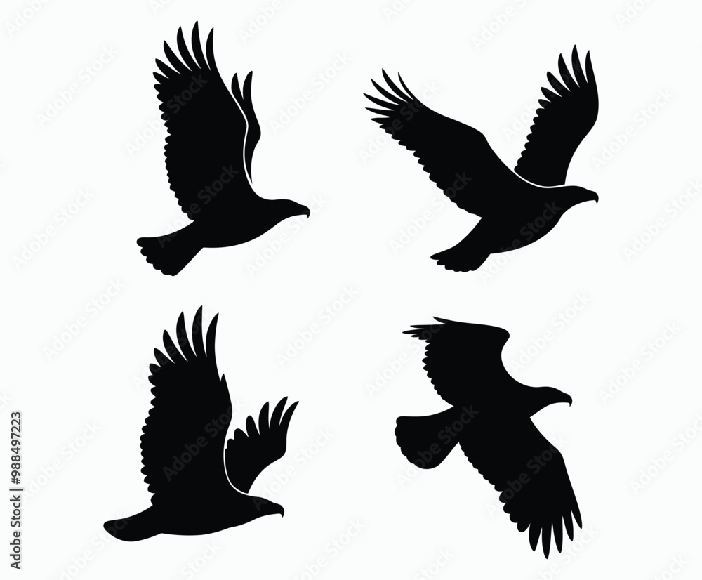 Obraz premium Bald eagle silhouette EPS vector isolated illustration and icon template on a white background
