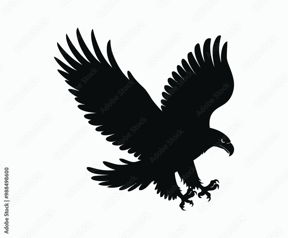 Bald eagle silhouette EPS vector isolated illustration and icon template on a white background Bald eagle silhouette EPS vector isolated illustration and icon template on a white background