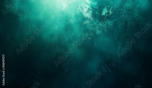 The background is dark color gradient, the lights are green and blue on black grainy backdrop, and the header is designed with noise texture effect