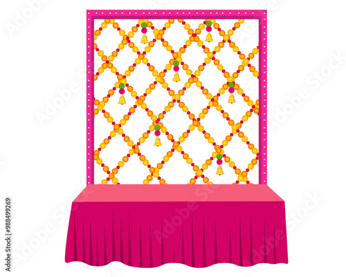 floral toran bunting sangeet ceremony backdrop setup decor indian wedding function lide haldi mehendi