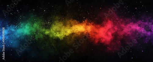 The banner design has a grainy gradient background, orange, blue, magenta, and pink abstract glowing colors flow wave black background noise texture.