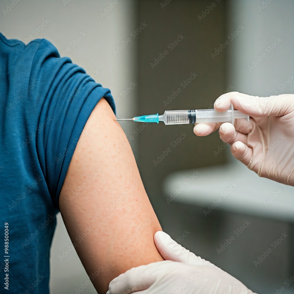 Closeup of Arm Receiving Flu Vaccine Closeup of Arm Receiving Flu Vaccine