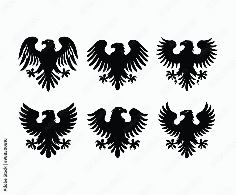 Fototapeta premium Bald eagle silhouette EPS vector isolated illustration and icon template on a white background