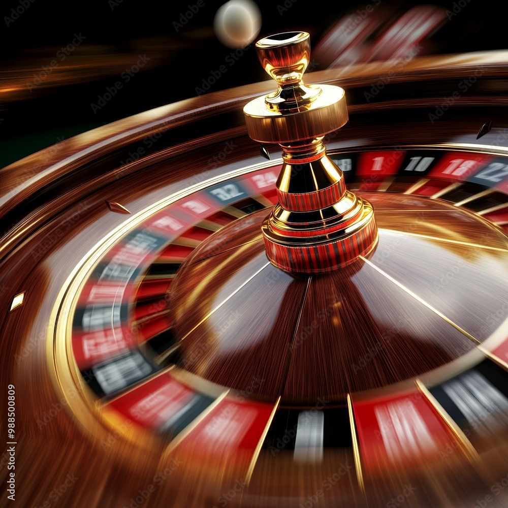Casino roulette wheel with golden ball on black background, 3d render Casino roulette wheel with golden ball on black background, 3d render