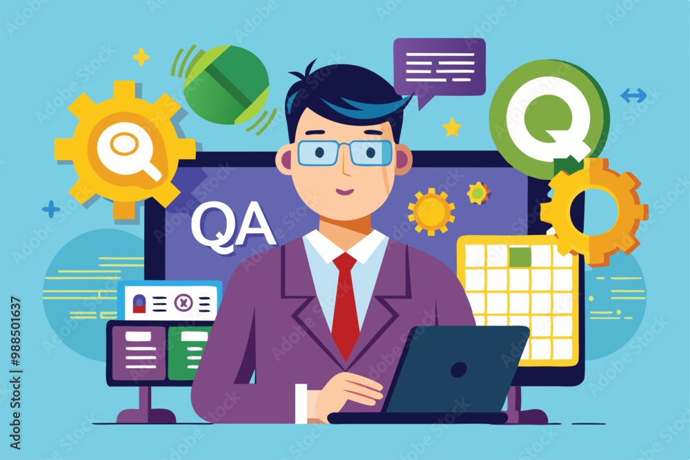A group of QA engineers actively discuss software testing strategies while engaging with tech visuals on digital screens. A group of QA engineers actively discuss software testing strategies while engaging with tech visuals on digital screens.