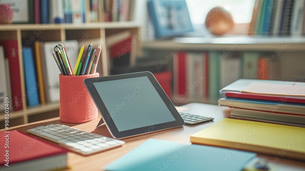 Cozy Study Corner with Digital Tablet and Stationery Cozy Study Corner with Digital Tablet and Stationery