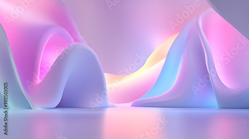 Ethereal abstract landscape with flowing pastel colors