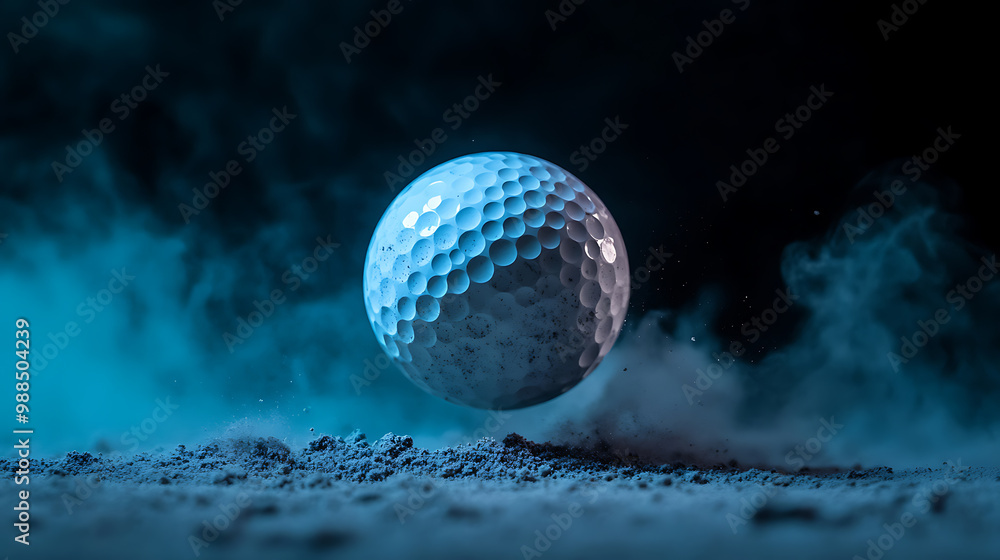 Dynamic golf ball in motion with dramatic lighting effects Dynamic golf ball in motion with dramatic lighting effects