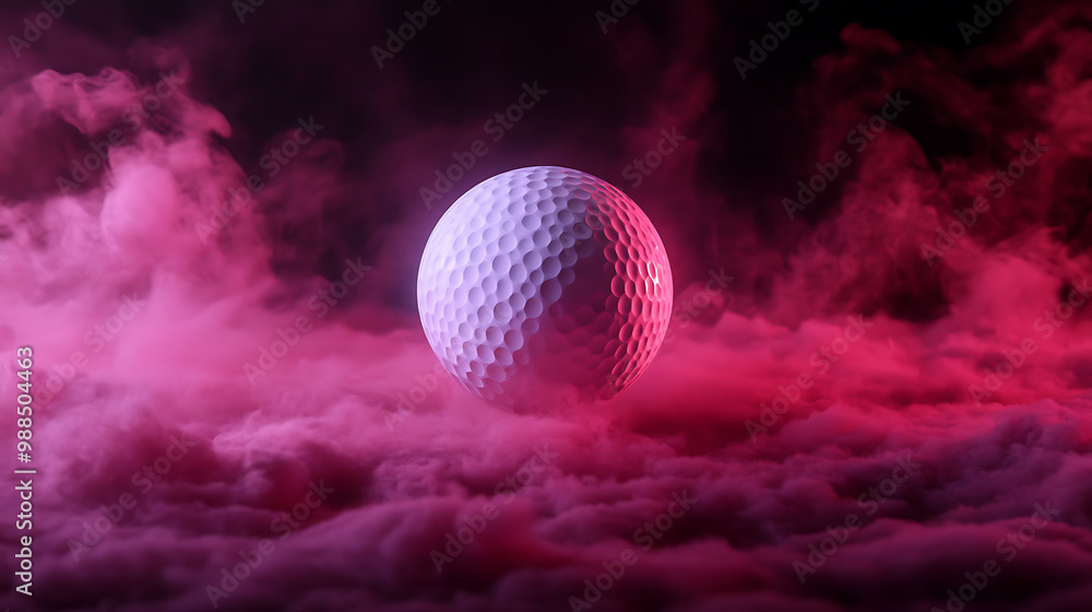 Golf ball surrounded by vibrant pink smoke Golf ball surrounded by vibrant pink smoke